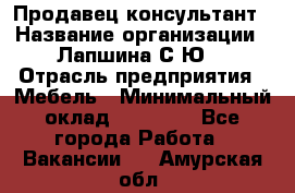 Продавец-консультант › Название организации ­ Лапшина С.Ю. › Отрасль предприятия ­ Мебель › Минимальный оклад ­ 45 000 - Все города Работа » Вакансии   . Амурская обл.